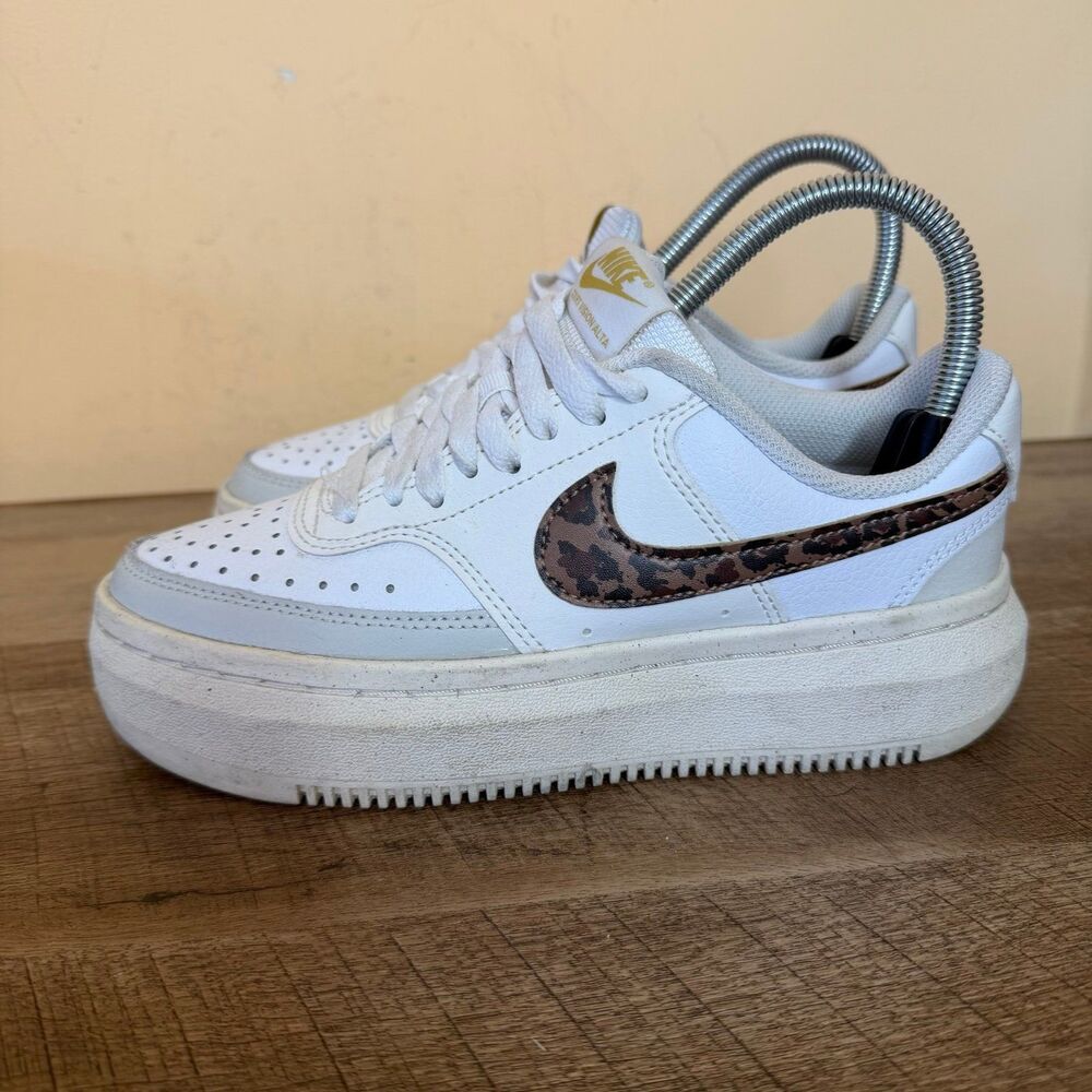 Nike Women's Court Vision Alta Shoes size 6 White Leopard DO2791-100 Archaeo